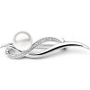 Brož Gaura Pearls Stříbrná brož s řiční perlou a zirkony Stephanie SK20225BR Bílá