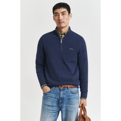 Gant Cotton Pique Half Zip Marine Melange – Hledejceny.cz