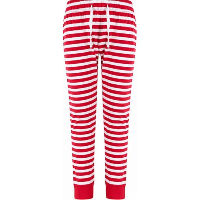 SF Women pohodlné pyžamové kalhoty na doma s proužky hvězdičkami červeno bílé