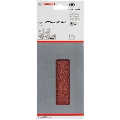 10x Brusný papír - brusivo pro vibrační brusky Bosch Expert for Wood and Paint C430 93x230mm, hr. 60, 8 otvorů (2608605295) – Zboží Mobilmania