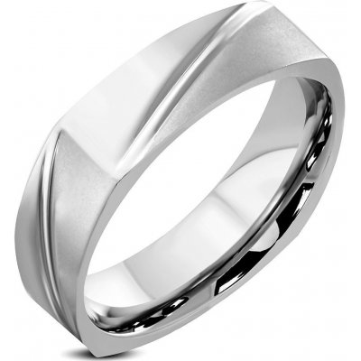 Šperky4U Hranatý ocelový prsten OPR1828 7 – Zboží Mobilmania