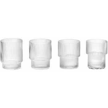 Ferm Living Skleničky Ripple čirá barva sklo 4 x 250 ml