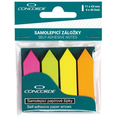 Samolepicí záložky CONCORDE 4x40l., šipky, neon – Zboží Dáma