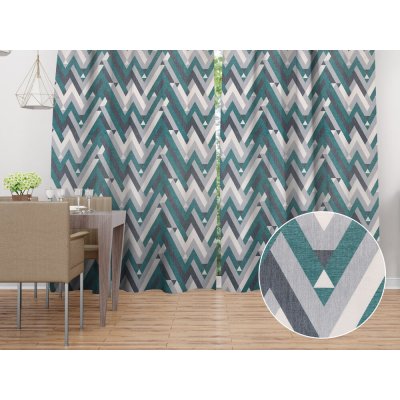 Biante Sametový závěs Tamara TMR-026 Zeleno-šedý designový cik-cak 145x190 cm – Hledejceny.cz