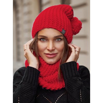 Fashionweek dámský zimní set čepice + šála komin NB1027 Červená – Hledejceny.cz