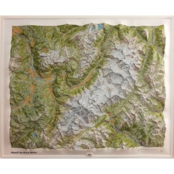 IGN Mont Blanc - nástěnná plastická mapa 114 x 94 cm