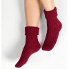 Pletené spací ponožky 067 s vlnou vínové