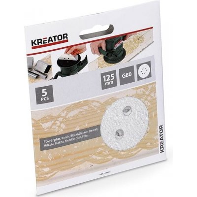 KREATOR 5 ks brusných papírů pro excentrické brusky 125 mm na barvu G80 KRT230555 KRT230555 – Sleviste.cz