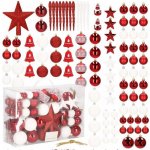 SPRINGOS Maxi 105 dílná sada vánočních ozdob červeno-bílá – Zbozi.Blesk.cz