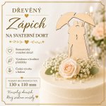 Dřevěný zápich na svatební dort – Novomanželé pod deštníkem | Advipo Dekorace – Hledejceny.cz