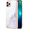 Pouzdro a kryt na mobilní telefon Apple PROTEMIO 64115 IMD MARBLE Ochranný kryt Apple iPhone 15 Pro Max WHITE