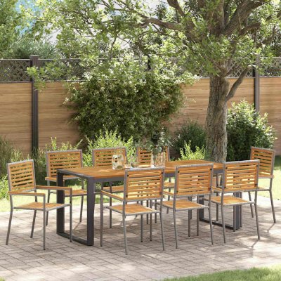 Omaxi 456076 Zahradní jídelní souprava 9 pcs Šedá, dřevo 200 x 80 x 75 cm – Hledejceny.cz