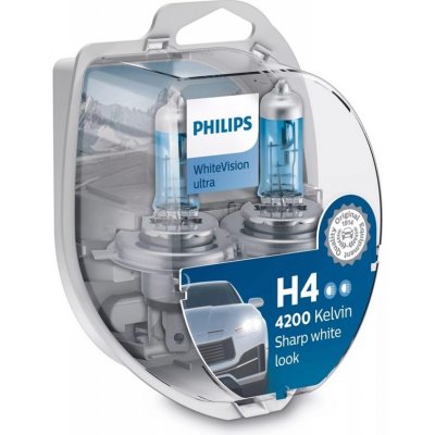 Philips WhiteVision ultra H4 P43t 12V 60/55W 2 ks 12342WVUSM – Zboží Mobilmania