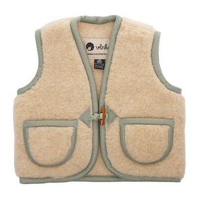 Vlnka dětská vesta z ovčí vlny s knoflíky zelená – Zboží Mobilmania