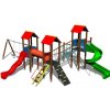 Dětské hřiště Playground System HŘIŠTĚ sestava se skluzavkou tobogánem a dvojhoupačkou 4U315K - celokovová