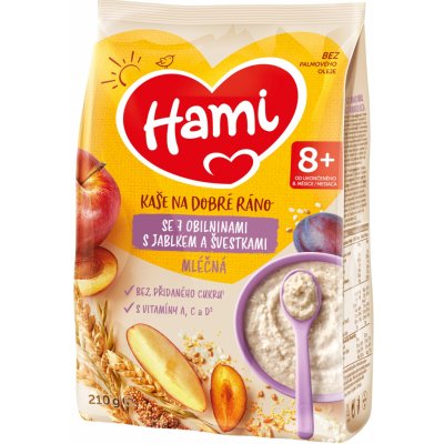 Hami Mléčná kaše se 7 obilninami jablko švestka 210 g – Zboží Dáma