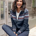 Blancheporte Svetr na zip se žakárovým vzorem a hebkou podšívkou nám.modrá – Zboží Dáma