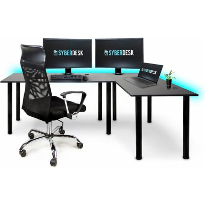 SyberDesk Gaming Pro 197 x 132 cm pravý černý