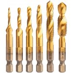 NEO TOOLS Závitové vrtáky HSS TiN M3–M10 – sada 6 ks, Hex stopka 1/4" – Hledejceny.cz