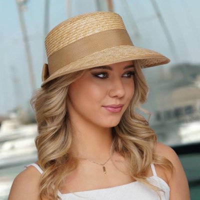 Krumlovanka letní slaměný klobouk s prodlouženým kšiltem a s béžovou stuhou Fa-39070 – Zboží Dáma