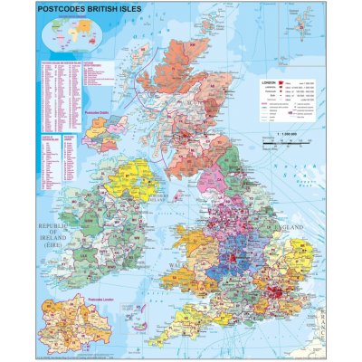 Stiefel Velká Británie - nástěnná mapa PSČ 100 x 140 cm Varianta: bez rámu v tubusu, Provedení: laminovaná mapa v lištách – Hledejceny.cz