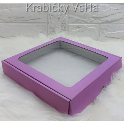 Dárková krabička s průhledným okénkem 20x20x3,5 cm – Zboží Mobilmania