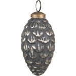 Clayre & Eef Černo-stříbrná antik skleněná ozdoba šiška Ø 6*10 cm – Hledejceny.cz