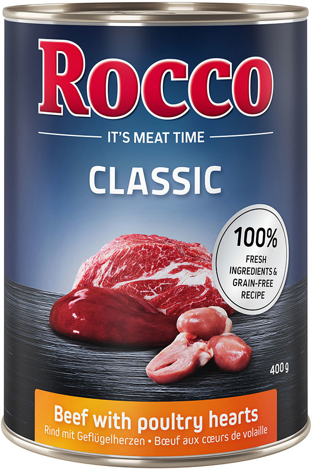 Rocco Classic Hovězí s drůbežími srdíčky 12 x 400 g