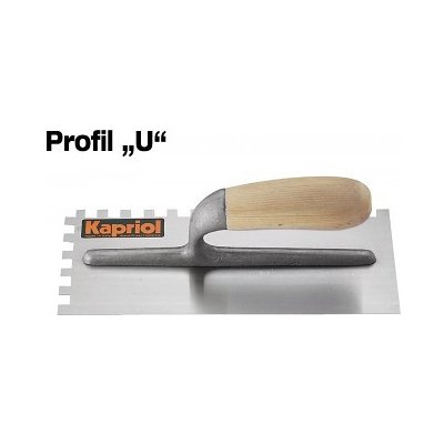 Hladítko ocelové zubové dřevěná rukojeť 280 x 120 / U 10 mm KAPRIOL