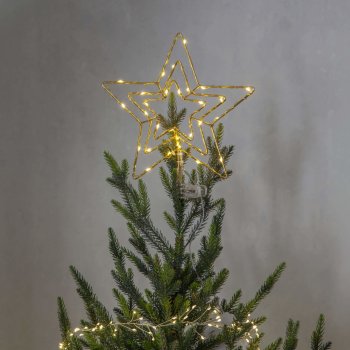 STAR TRADING Svítící vánoční hvězda na stromeček Topsy Brass zlatá barva kov