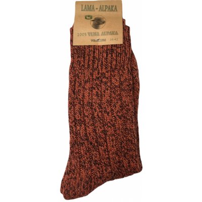 Ponožky z vlny lama alpaka Volný lem cihlová