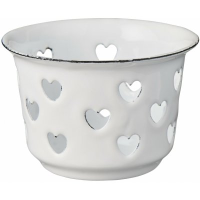 Ib Laursen Smaltovaný svícínek Hearts White, bílá barva, smalt – Zboží Dáma