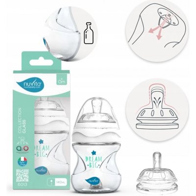 Nuvita lahvička Glass/White 140ml – Zboží Dáma