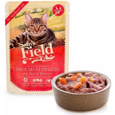 Sam's Field True Meat Fillets with Beef & Beetroot pro kastrované kočky 85 g – Zboží Mobilmania