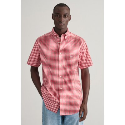 Gant košile reg poplin Gingham SS shirt červená – Zboží Mobilmania