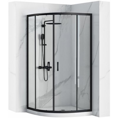 Sprchová kabina REA Look Black 90x90 + Sprchová vanička Look White – Sleviste.cz