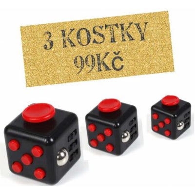 Fidget Cube antistresová kostka Černo červený