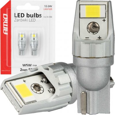 LED žiarovky CANBUS T10 W5W 2SMD 3570 White 12V 24V AMiO-04256 – Hledejceny.cz