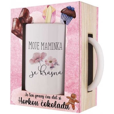 Bohemia Gifts Moje maminka je krásná keramický hrnek + horká čokoláda 27g dárková sada pro ženy 350 ml