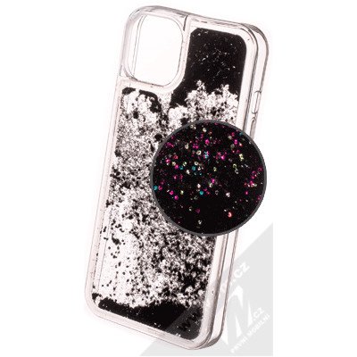 Pouzdro 1Mcz Liquid Hexagon Sparkle ochranné s přesýpacím efektem třpytek Apple iPhone 13 černé – Zboží Mobilmania