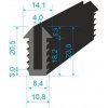 Těsnění válce 00535012 Pryžový profil tvaru "U", 23,5x14,1/4mm, 60°Sh, EPDM, -40°C/+100°C, černý