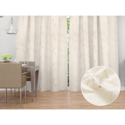 Biante Sametový závěs Isabela IBL-017 Zlatý/kouřový mramor na smetanovém - šířka 270 cm 270x260 cm – Zboží Mobilmania