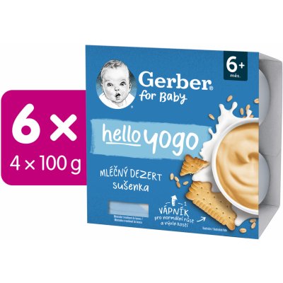 Gerber hello yogo mléčný dezert sušenka 6 x 4 x 100 g – Zboží Dáma