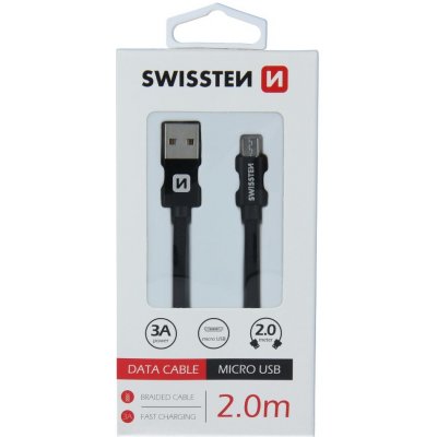SWISSTEN TEXTILE datový kabel USB - microUSB 2m – Zboží Mobilmania