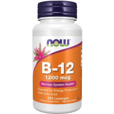 Now Foods vitamín B12 1000 mcg kyselina listová 100 mcg 250 tablet – Hledejceny.cz