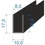 05354525 Pryžový profil tvaru "U", 17x10/8mm, 70°Sh, EPDM, -40°C/+100°C, černý | Zboží Auto