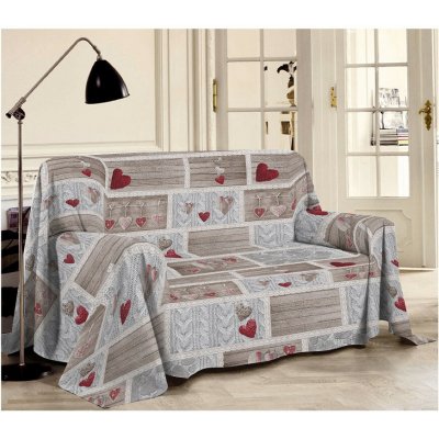 Mondo Italia Přikrývka na gauč Shabby love rudá Rudá 250x290 cm – Zboží Mobilmania