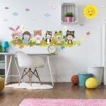 INSPIO Dětské samolepky na zeď - Kamarádi na louce N.1 – 30 × 95 cm + doplňky – Zboží Mobilmania