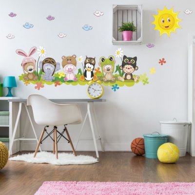 INSPIO Dětské samolepky na zeď - Kamarádi na louce N.1 – 30 × 95 cm + doplňky – Zboží Mobilmania