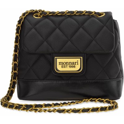 monnari Klasická prošívaná malá kabelka dámská elegantní taška s řetízkem černá – Zboží Mobilmania